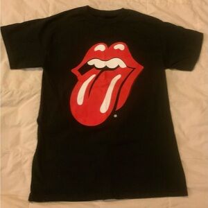 Black T-Shirt with Red Tongue Graphic